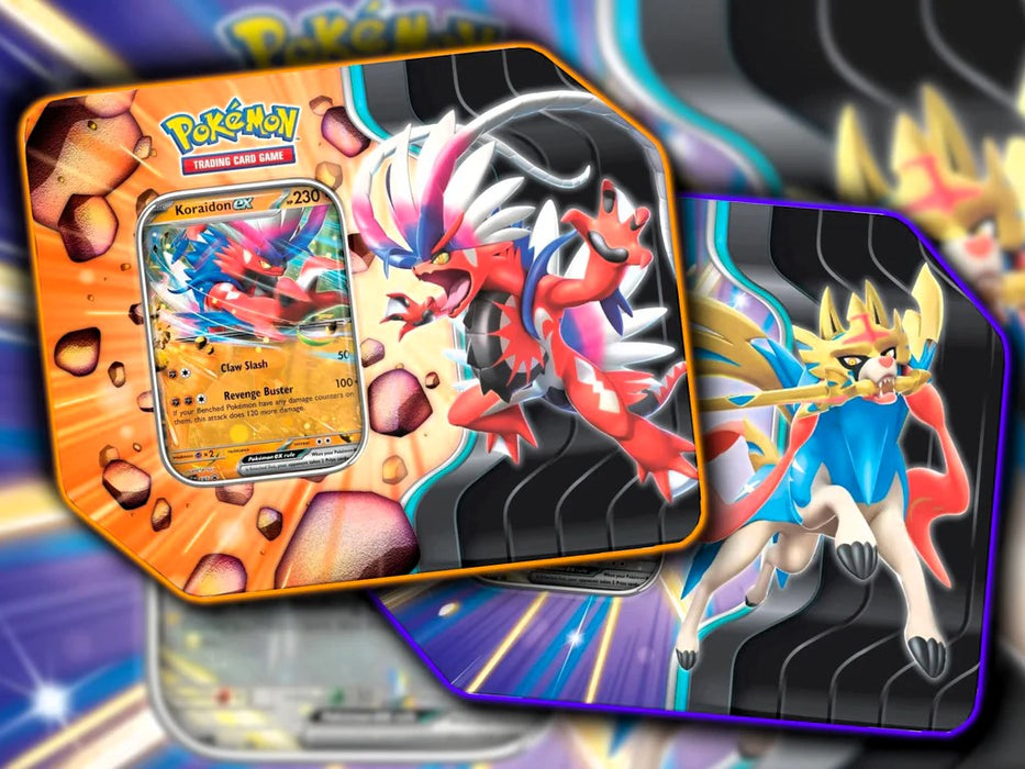 Pokémon TCG: Slashing Legends Tin - Zacian ex y Koraidon ex (INGLES)