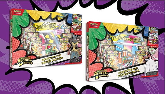 PREVENTA Pókemon TCG: Mega Evolutions 3- ASCENSO HEROICO - Colección Premium Poster Mega Lucario.