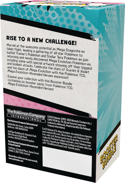 PREVENTA Pókemon TCG: Mega Evolutions 3 ASCENDED HEROES BOOSTER BUNDLE 6 PZ