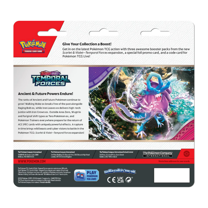 (ingles) Pokémon TCG: Scarlet & Violet-Temporal Forces Blister Triple Pack (ingles)-