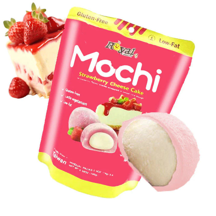 Mochi de pay de queso con fresa