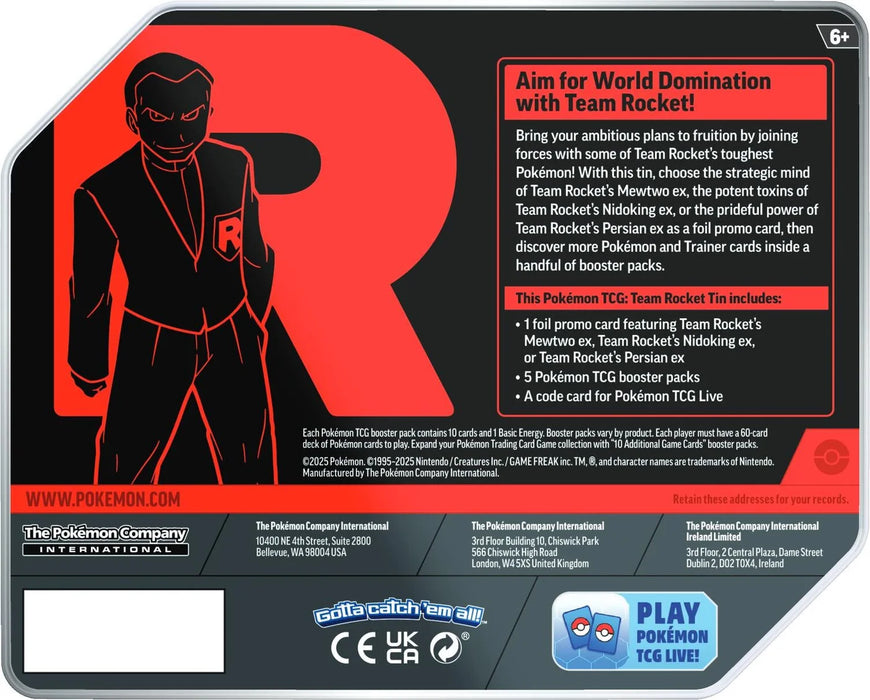 Pokémon TCG: TEAM ROCKET TIN (INGLES)