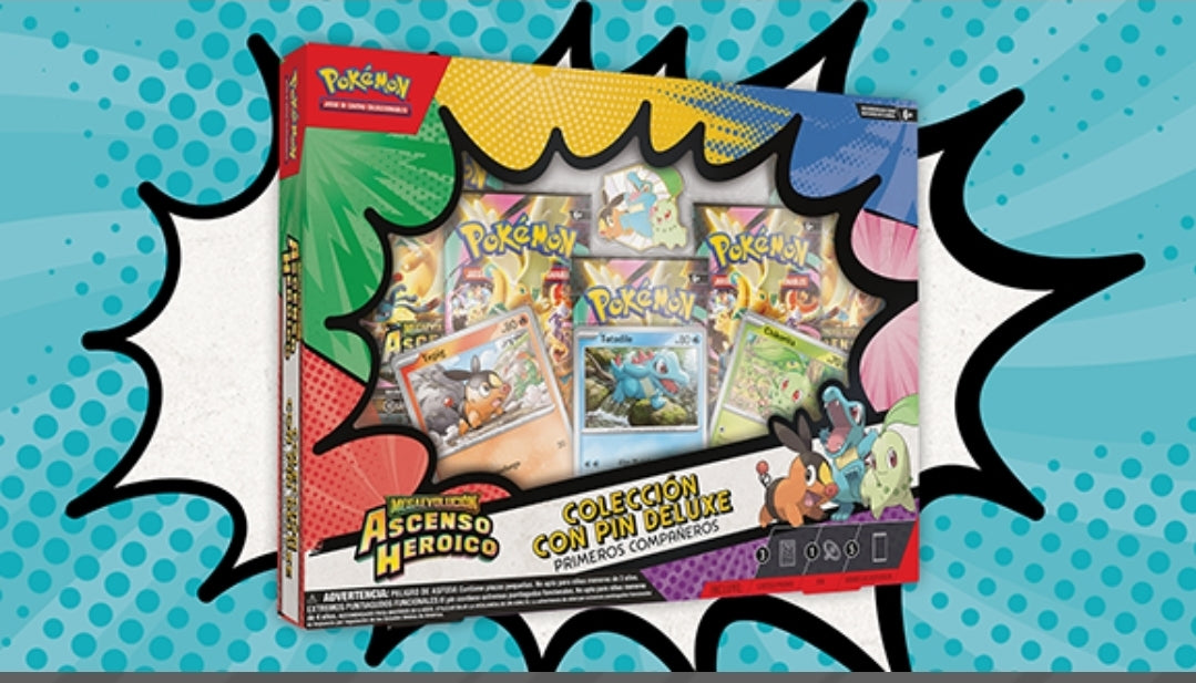Pókemon TCG: Mega Evoluciones Ascenso Heroico Colección Pin Deluxe Primeros compañeros